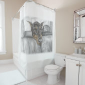 Doberman Riding in auto Douchegordijn (In situ)