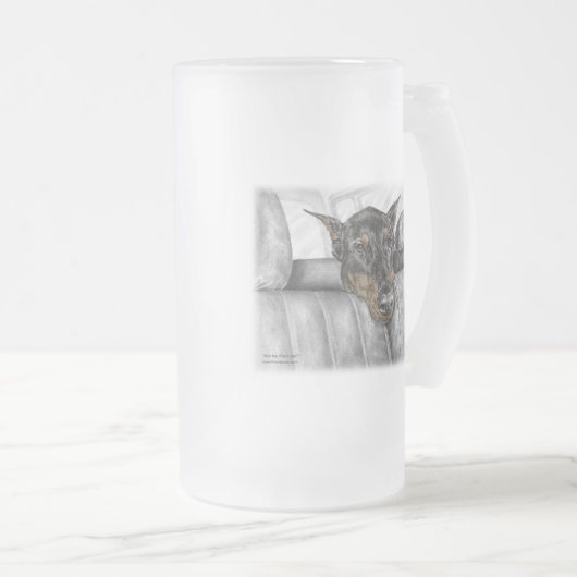 Doberman Riding in auto Matglas Bierpul (Voorkant rechts)