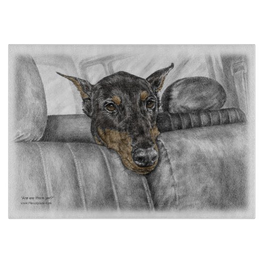 Doberman Riding in auto Snijplank (Voorkant)