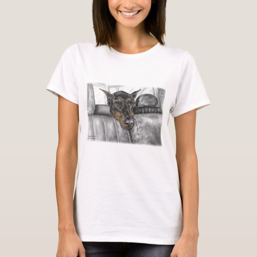 Doberman Riding in auto T-shirt (Voorkant)
