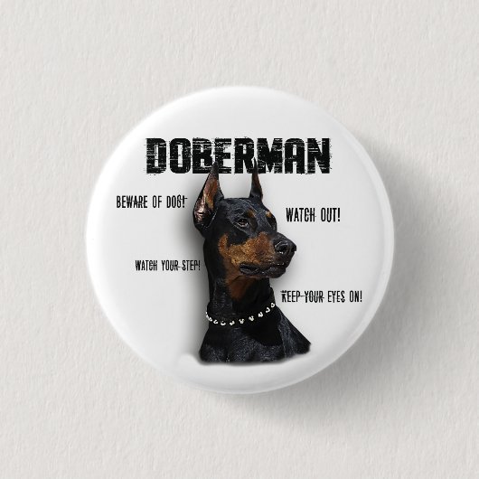 Doberman Ronde Button 3,2 Cm (Voorkant)