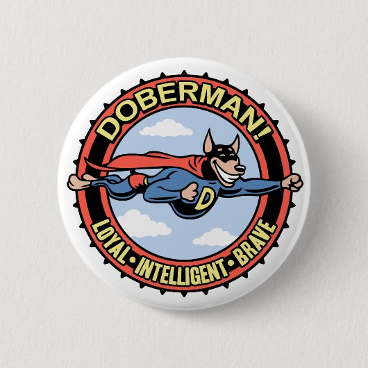 Doberman. Ronde Button 5,7 Cm (Voorkant)