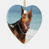 Doberman - Rood - Slecht voor botten Keramisch Ornament (Rechts)