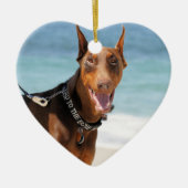 Doberman - Rood - Slecht voor botten Keramisch Ornament (Voorkant)