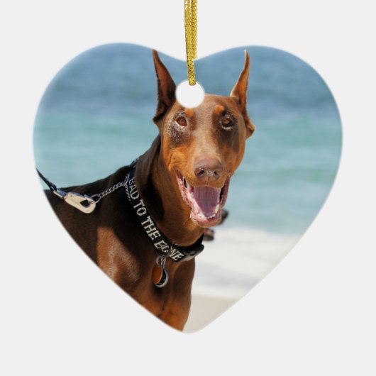 Doberman - Rood - Slecht voor botten Keramisch Ornament (Voorkant)