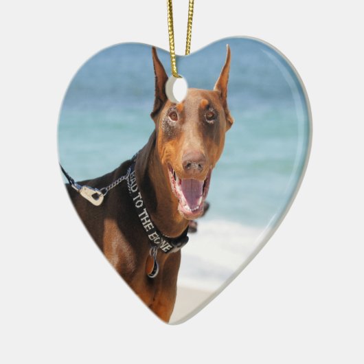Doberman - Rood - Slecht voor botten Keramisch Ornament (Links)