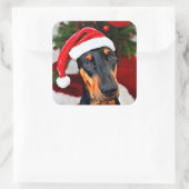 Doberman Santa Hat Vierkante Sticker (Tas)