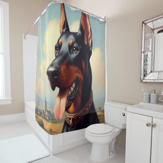  Doberman schilderij Douchegordijn (In situ)