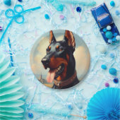 Doberman schilderij Papieren Bordje (Feest)
