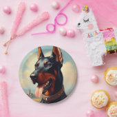 Doberman schilderij Papieren Bordje (Feest)