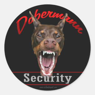 Doberman Security Ronde Sticker