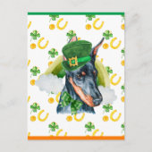 Doberman Shamrock St. Patricks Day Feestdagenkaart (Voorkant)