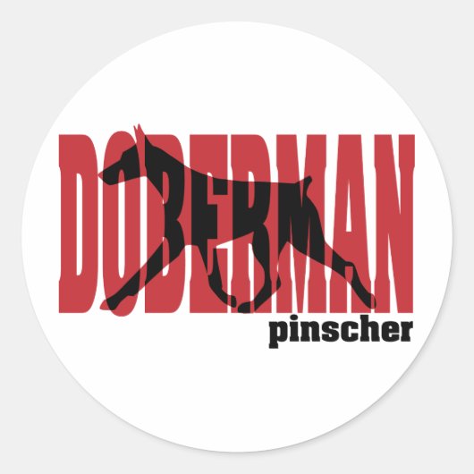 Doberman Silhouette, in beweging Ronde Sticker (Voorkant)