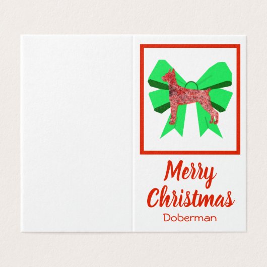 Doberman Silhouette-kersthond en Label met cadeau Kaart (Buitenkant ongevouwen)
