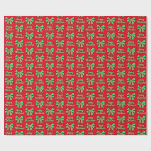 Doberman Silhouette-kersthond & Green Bow Red Cadeaupapier (Vlak)