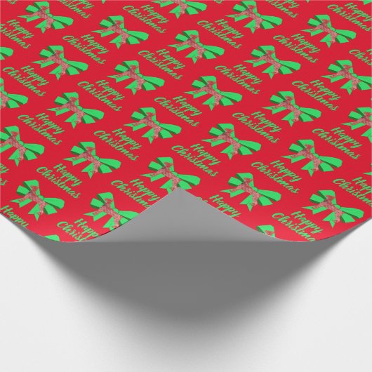 Doberman Silhouette-kersthond & Green Bow Red Cadeaupapier (Hoek)