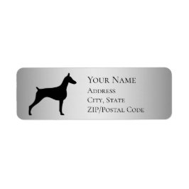 Doberman Silhouette Return Address Etiket