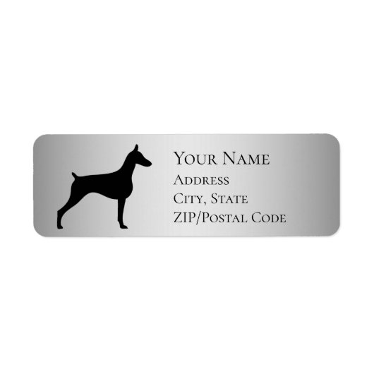 Doberman Silhouette Return Address Etiket (Voorkant)