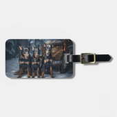 Doberman Snowy Sleigh Kerstdecoratie Bagagelabel (Voorkant horizontaal)