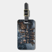 Doberman Snowy Sleigh Kerstdecoratie Bagagelabel (Voorkant verticaal)