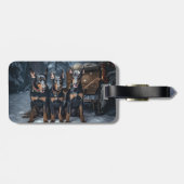 Doberman Snowy Sleigh Kerstdecoratie Bagagelabel (Achterkant horizontaal)