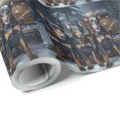 Doberman Snowy Sleigh Kerstdecoratie Cadeaupapier (Rol Hoek)