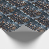 Doberman Snowy Sleigh Kerstdecoratie Cadeaupapier (Hoek)