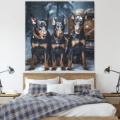 Doberman Snowy Sleigh Kerstdecoratie Canvas Afdruk (Insitu (Slaapkamer))