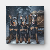 Doberman Snowy Sleigh Kerstdecoratie Fotoplaat (Voorkant)