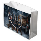 Doberman Snowy Sleigh Kerstdecoratie Groot Cadeauzakje (Achterkant Gekanteld)