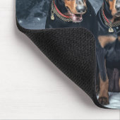 Doberman Snowy Sleigh Kerstdecoratie Muismat (Hoek)