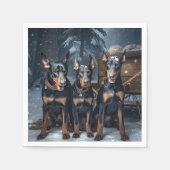 Doberman Snowy Sleigh Kerstdecoratie Servet (Voorkant)