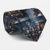 Doberman Snowy Sleigh Kerstdecoratie Stropdas (Opgerold)