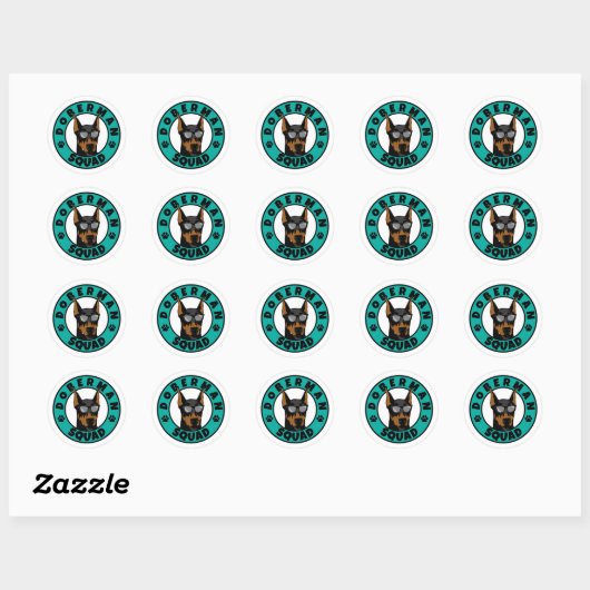 Doberman Squad Ronde Sticker (Vel)