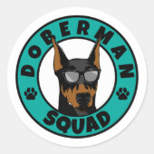 Doberman Squad Ronde Sticker (Voorkant)