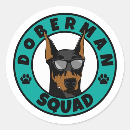 Doberman Squad Ronde Sticker (Voorkant)