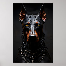 Doberman Staal Vibe Silhouet Verticaal Poster
