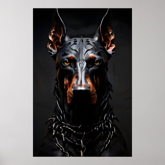 Doberman Staal Vibe Silhouet Verticaal Poster (Voorkant)