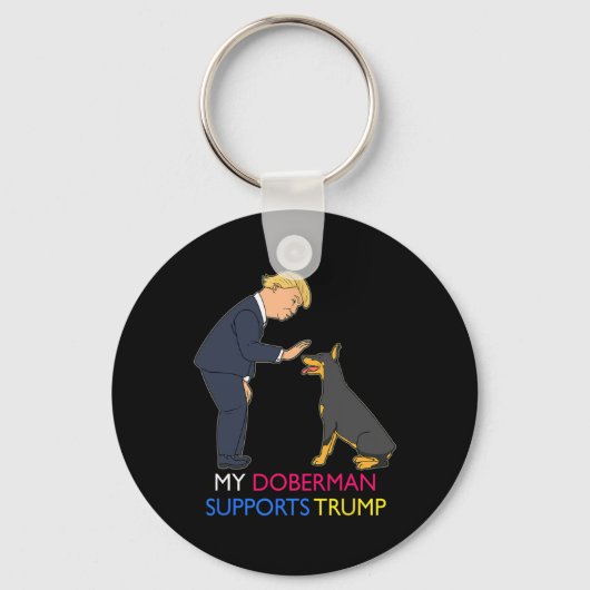 Doberman steunt Trump Gift Doberman Pinscher Sleutelhanger (Voorkant)