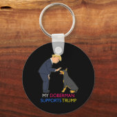 Doberman steunt Trump Gift Doberman Pinscher Sleutelhanger (Voorkant)