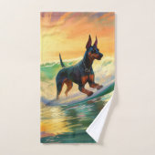Doberman strand surfen schilderij bad handdoek (Handdoek)