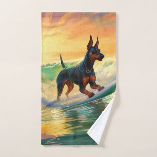 Doberman strand surfen schilderij bad handdoek (Handdoek)