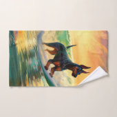 Doberman strand surfen schilderij bad handdoek (Handdoek)