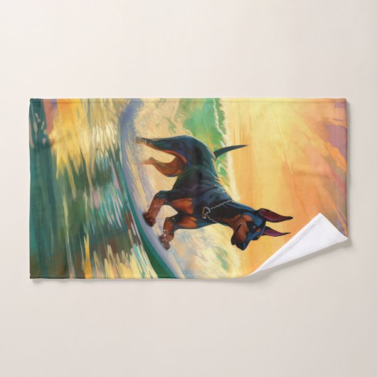 Doberman strand surfen schilderij bad handdoek (Handdoek)