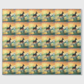 Doberman strand surfen schilderij cadeaupapier (Vlak)