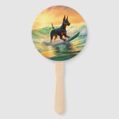 Doberman strand surfen schilderij handwaaier (Voorkant)