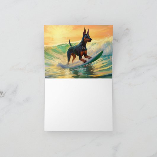 Doberman strand surfen schilderij kaart (Binnen)