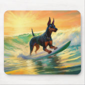 Doberman strand surfen schilderij muismat (Voorkant)