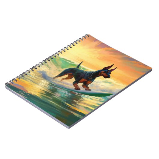Doberman strand surfen schilderij notitieboek (Linkerzijde)