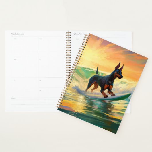 Doberman strand surfen schilderij planner (Display)